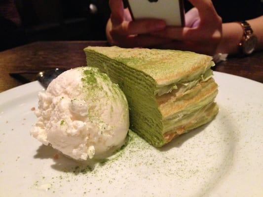 Green tea crepe cake