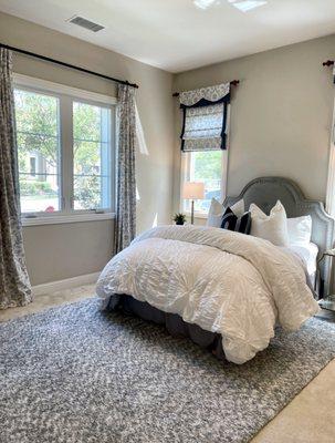 Bed room with flower curtain