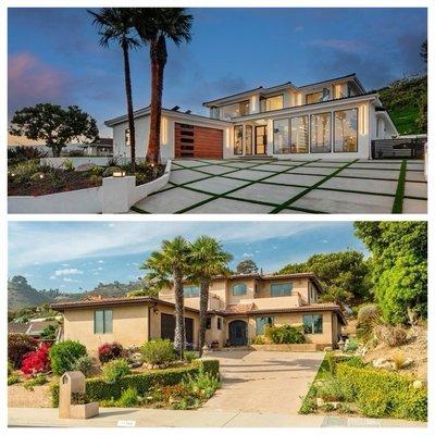 Front yard and exterior remodel with new windows and doors