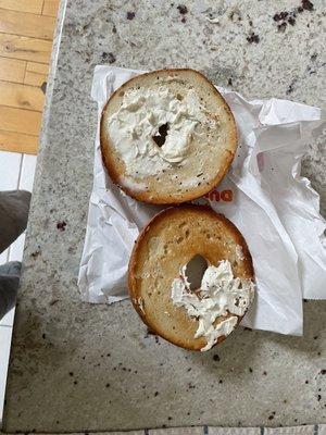 Everything bagel supposedly with cream cheese