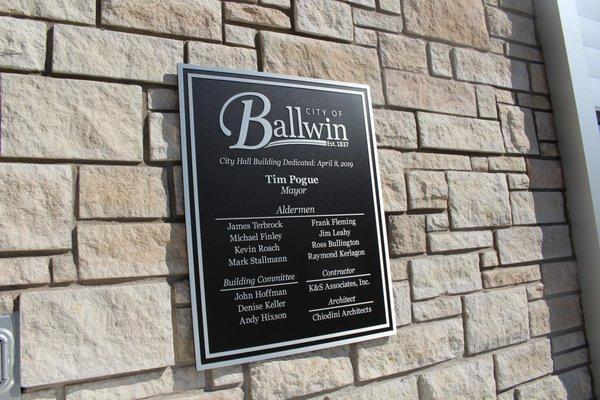 Ballwin Government Center Dedication Plaque