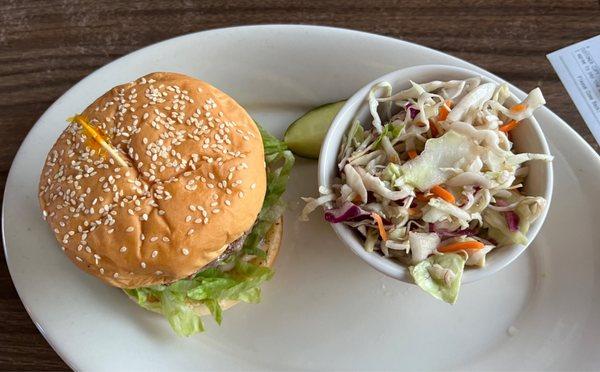 Burger and coleslaw