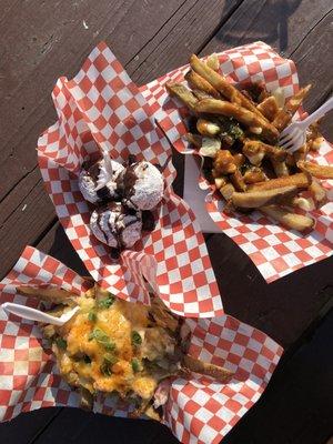 Classic Poutine, Beignets, Seafood Poutine