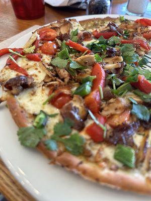 Spicy Cilantro Chicken Pizza on Cauliflower Crust