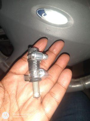 AFTER being diagnosed with a bad transmission and giving them$1700. This is a screw on the inside of a hose they put on the car..