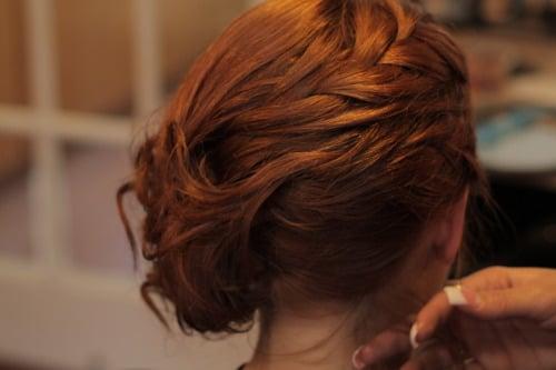 braid and side bun for a wedding