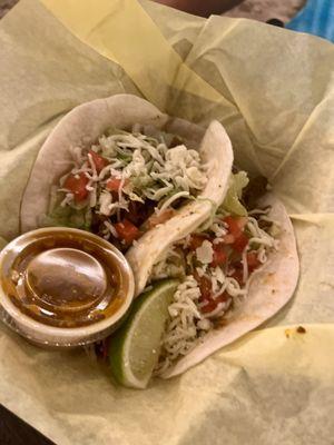 Beef fajita tacos with the most amazing salsa