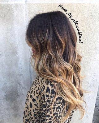 Root color with balayage