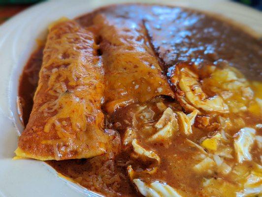 Enchiladas with eggs and beans