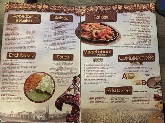 Menu as of Feb 2021