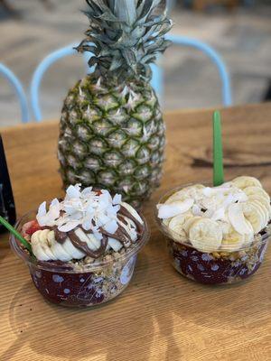 Nutella Acai Bowl with honey 8th Ave Acai Bowl with added coconut and whey protein