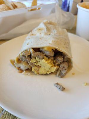 Breakfast burrito with sausage