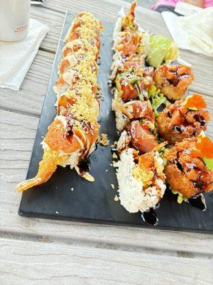 3 crispy rice spicy tuna firecracker roll spicy crunchy dragon roll