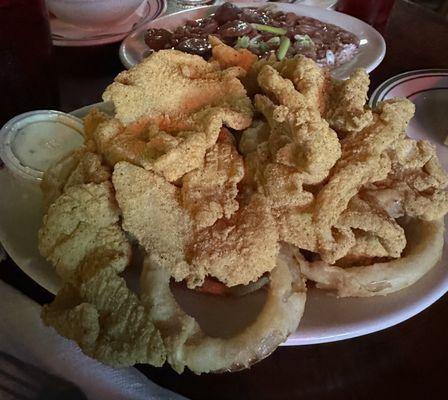 Fried Catfish with Onion Rings