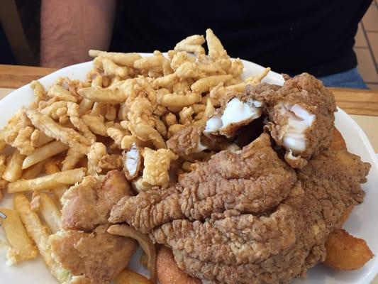 Catfish, Clams & Crab Cake