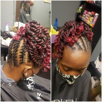 Flat twist updo w/extensions