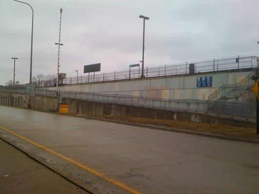 The Metra platform for trains heading downtown.