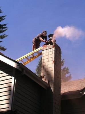 Picture of us working on a chimney repair