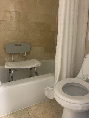 Bathtub chair provided by hotel upon request