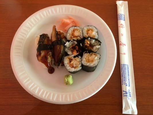 Eel Nigiri and Shrimp Tempura Roll