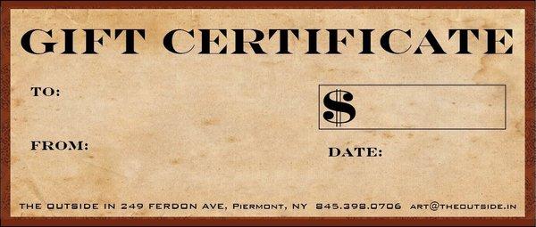 Gift certificates