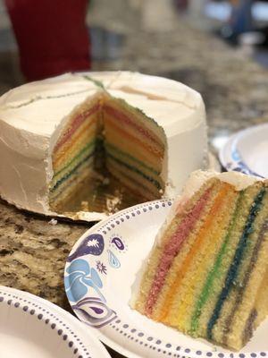 Rainbow cake! Very tasty, ordered through Gold Belly.