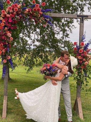 Arch and bridal flowers