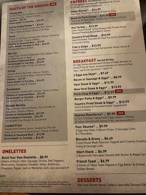 Updated menu