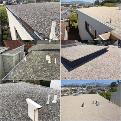 Tar & Gravel roofing system before and after