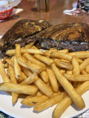 Patty melt with a ton of fries!