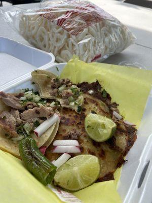 Lengua Tacos and Mulita con Lengua