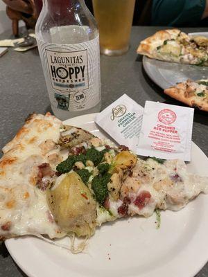 The Dude +pesto drizzle and Lagunitas Hoppy Refresher