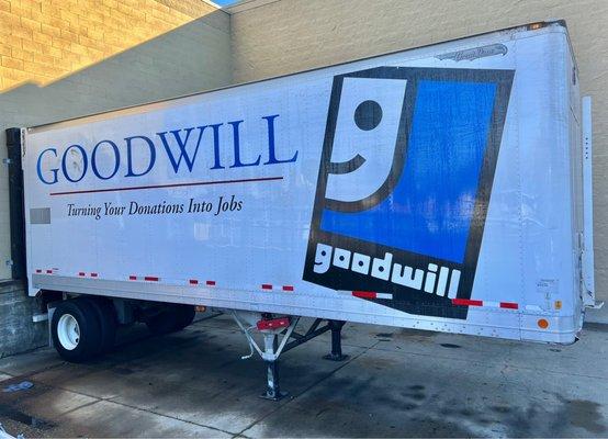 Their donation truck! "Turning Your Donations Into Jobs"