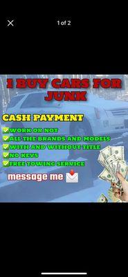 We buy junk cars old used vehicles what you waiting on our drivers we'll be there no time