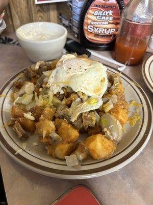 Chicken fried steak potatoes platter