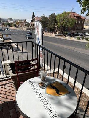 Coffee and a cigar on the Gentlemens Republic patio overlooking El Paso