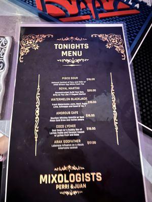 Speakeasy menu