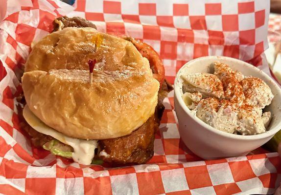 Chicken Finger Sandwich and Homemade Macaroni Salad