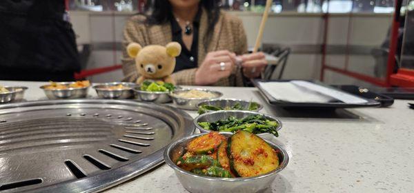 They have some of the best Banchans here! #ayce #aycegogi #KoreanBBQ #KBBQ #rilakkuma #mortimerthebear