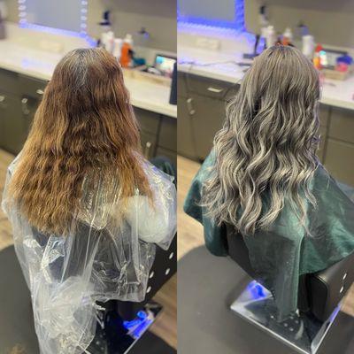 Grey blending balayage + color correction $430