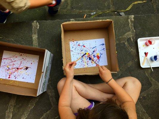 Jackson Pollock day at our Summer Art Camp