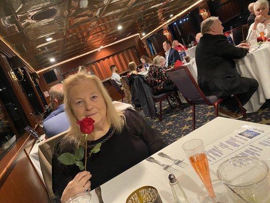 Lovely lady with her complementary rose - Happy Valentine's Day to all!