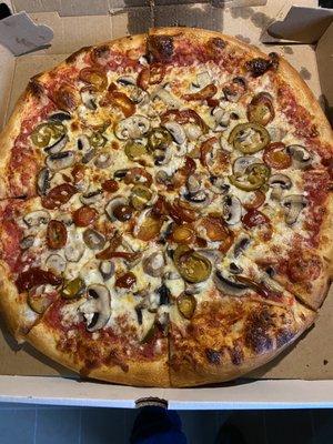 Mushroom & Red Pepper (hot) pizza