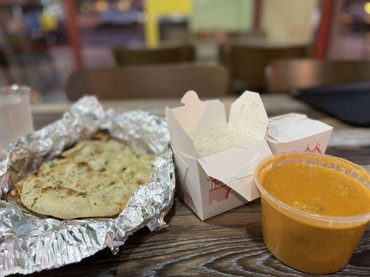 Garlic Naan, basmati rice & Malai Kofta