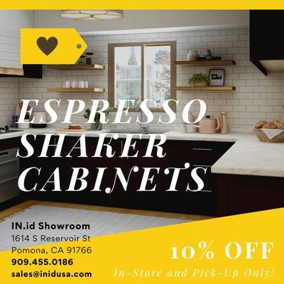 10% off on Espresso Shaker Cabinets