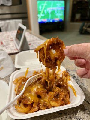 Side of Curly Chili Cheese Fries was bomb! Check out that cheese pull