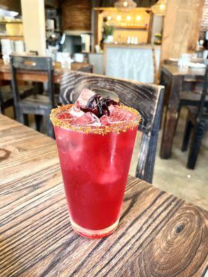 Hibiscus margarita (seasonal margarita on menu)