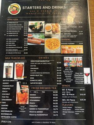 Page 2/2 of menu