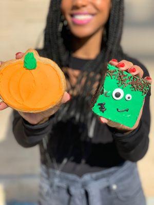 Pumpkin Cookie & Frankenstein Brownie