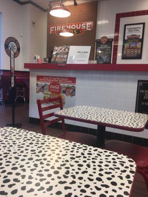 Dalmatian print tables are so adorable!